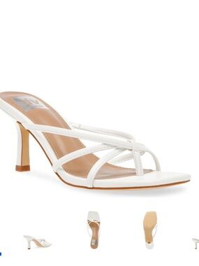 Dolce Vita White Strappy Square-Toe sandal Stiletto Mules